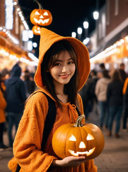 42933-3955047603-jack-o-lantern costume,pumpkin-shaped outfit,glowing eyes,Halloween parade,full body,1girl,looking at viewer,ultra detailed,aest.png